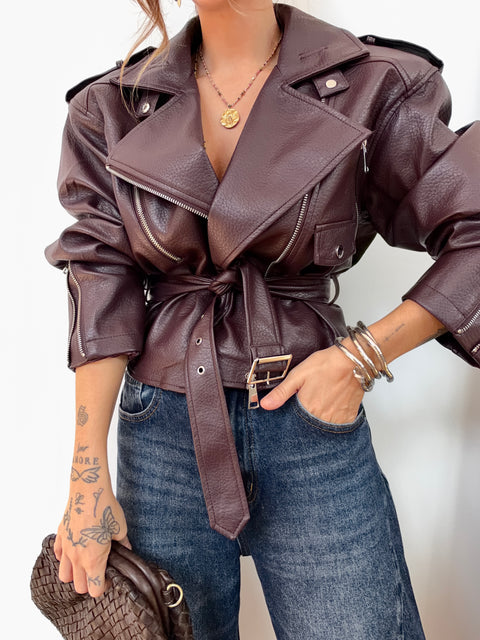 Veste simili à epaulettes - bordeaux