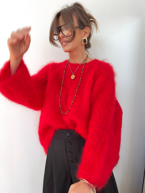 Pull 80% Mohair - rouge