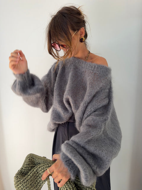 Pull 80% Mohair - gris