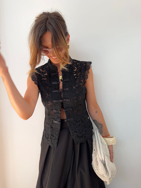 Top en dentelle - noir