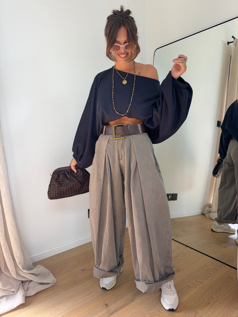 Pantalon & ceinture Brune - taupe (en pré-commande)
