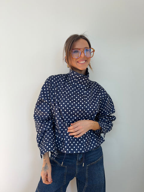 Veste à pois - marine et blanche