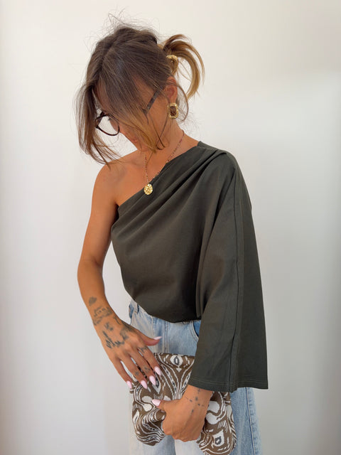 T-shirt asymétrique - kaki