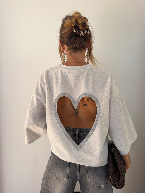 T-shirt coeur - gris