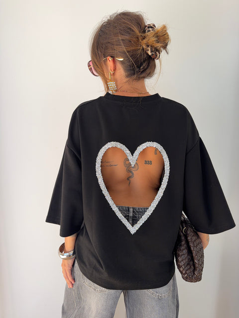 T-shirt coeur - noir