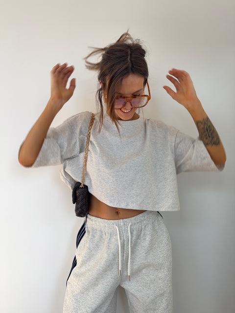 T-shirt court - gris chiné