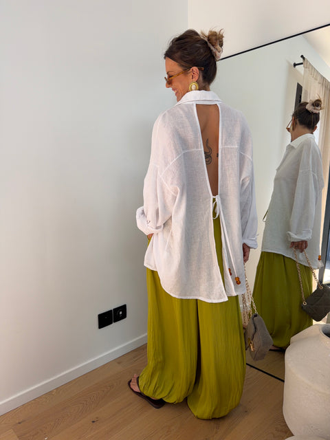 Chemise dos nu en lin - blanche