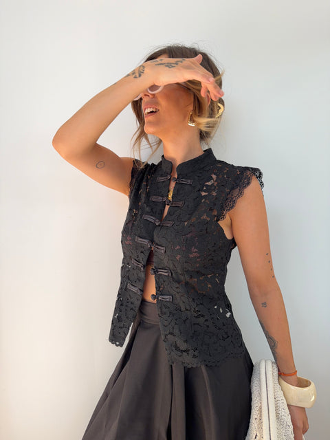 Top en dentelle - noir