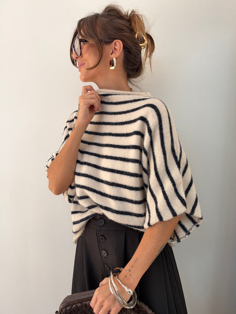 Pull Paris rayé - marine et blanc