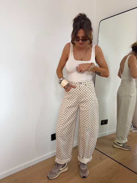 Jeans à pois - beige et choco