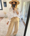 PANTALON LIN - CAMEL