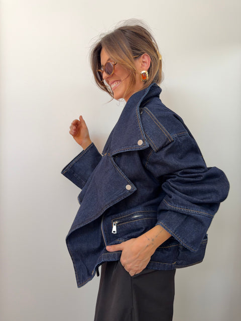 Veste en jean oversize - bleu foncé