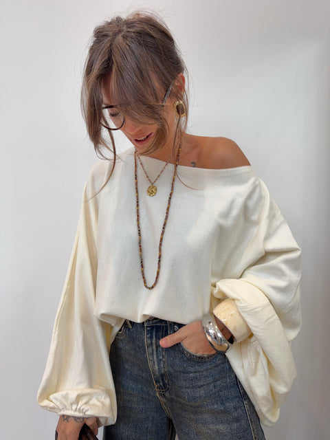 Pull manches oversize - crème