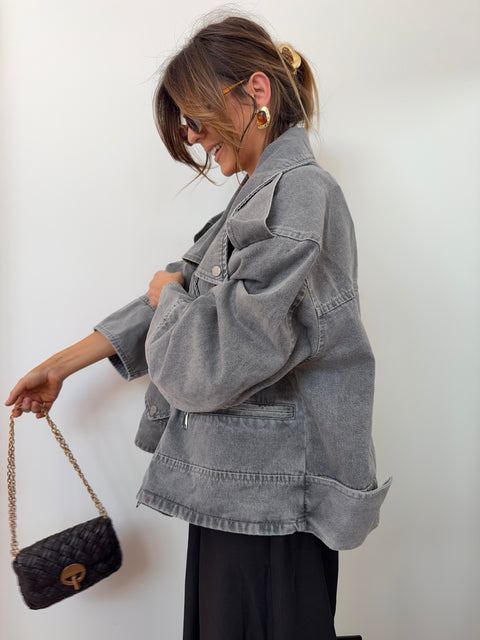 Veste en jean oversize - grise