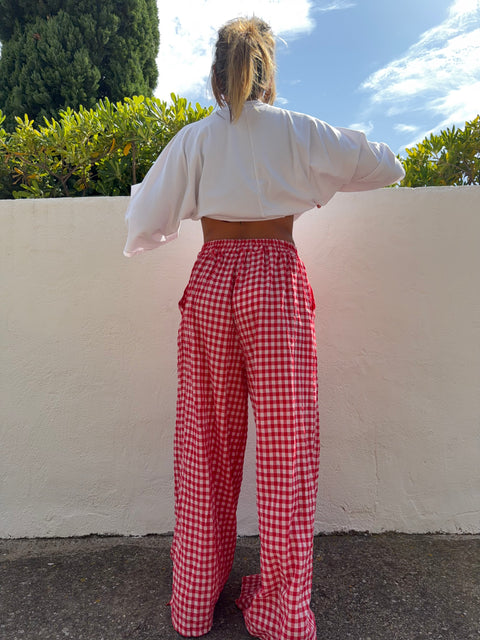 Pantalon à carreaux - rouge (pré commande)