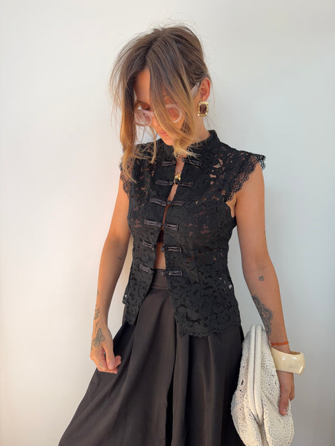 Top en dentelle - noir