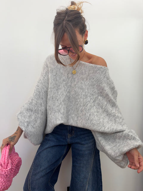 Pull oversize - gris chiné