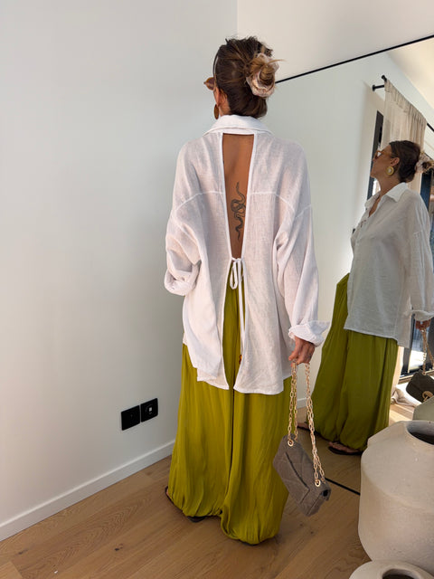 Chemise dos nu en lin - blanche