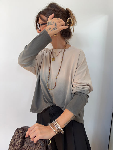 Tee-shirt tie and die - beige et gris