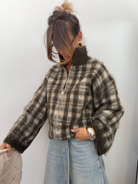 Gilet à carreaux - kaki
