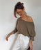 T-shirt manches longues asymétrique - kaki