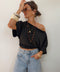 T-shirt froncé - noir