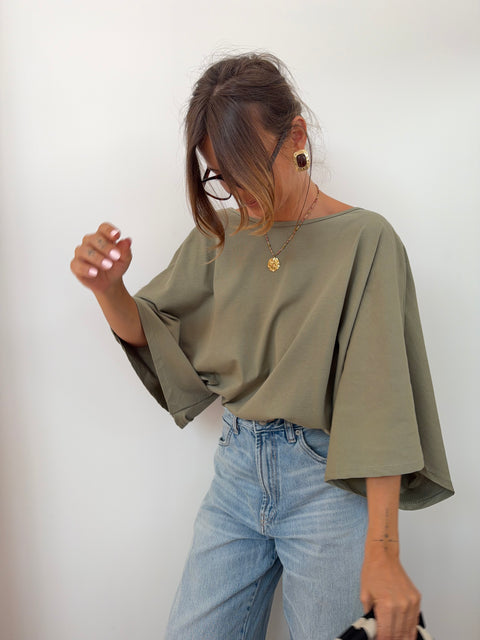 T-shirt Lover's dos nu V - kaki
