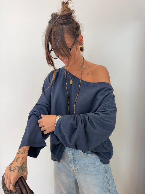 T-shirt asymétrique - bleu marine