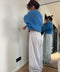 Pantalon ballon à rayures - bleu