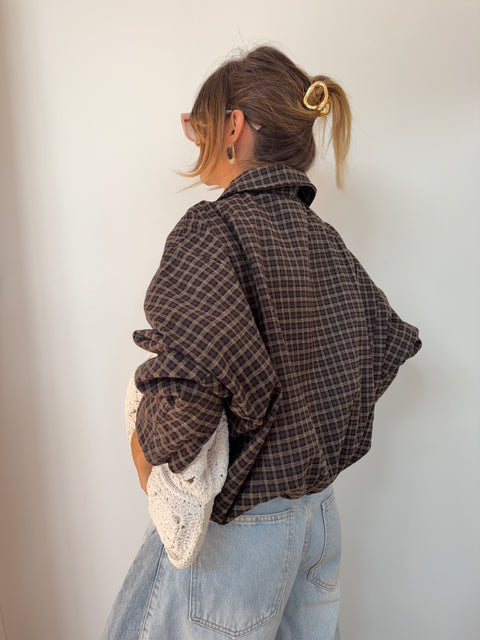 Veste à carreaux - marron et beige