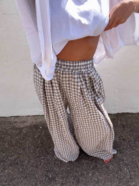 Pantalon à carreaux - taupe (pré commande)