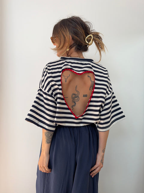 T-shirt coeur - bleu marine