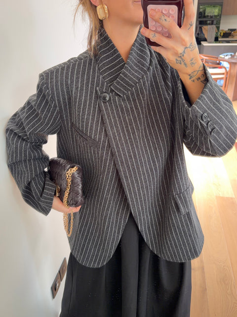 Blazer à bouton rayé - noir