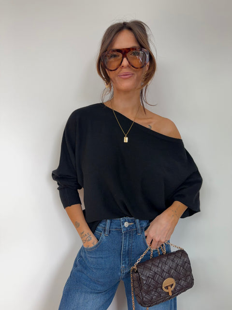 Pull asymétrique - noir