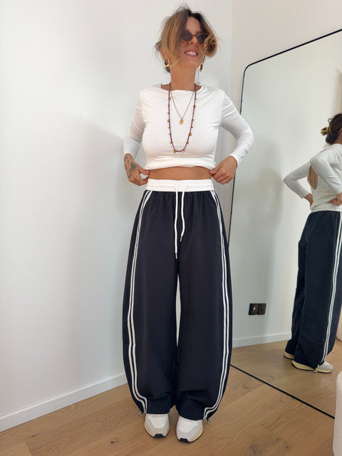 Pantalon à bandes - marine et blanc