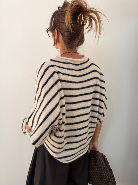 Pull Paris rayé - marine et blanc