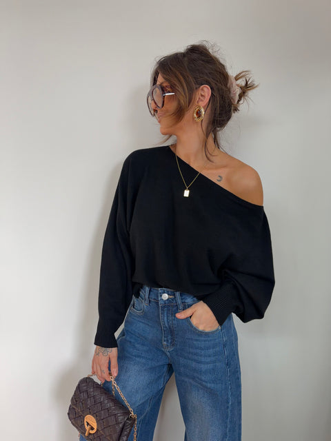 Pull asymétrique - noir