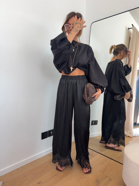 Pantalon dentelle - noir