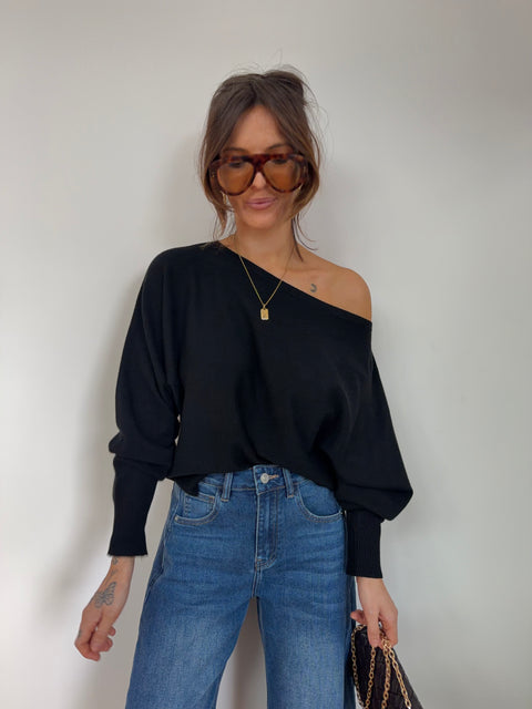 Pull asymétrique - noir
