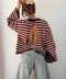 Pull dos nu rayé - chocolat & rose poudré