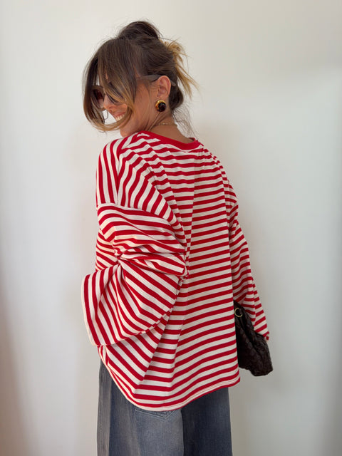 Sweat marinière rouge