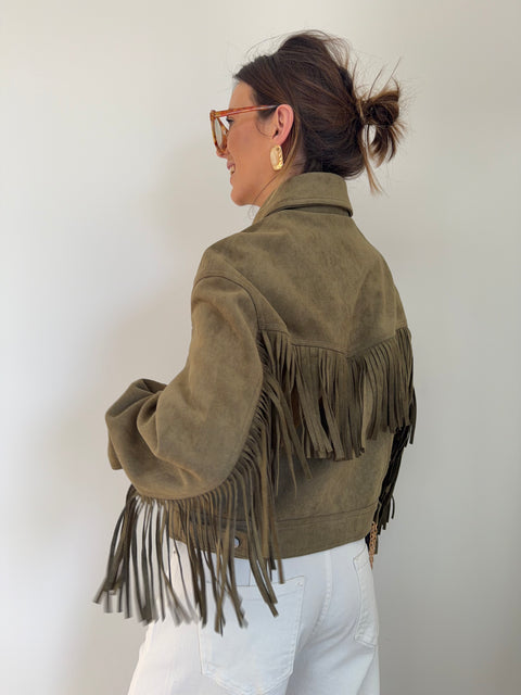 Veste à franges - kaki