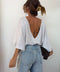 T-shirt Lover's dos nu V - gris chiné