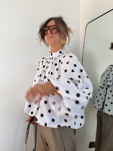 Blouse dos nu à pois