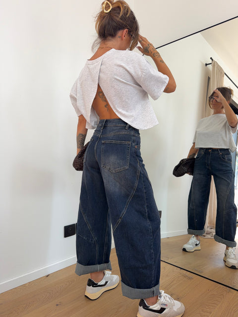 Jeans ballon - bleu brut