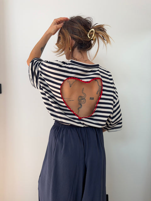 T-shirt coeur - bleu marine