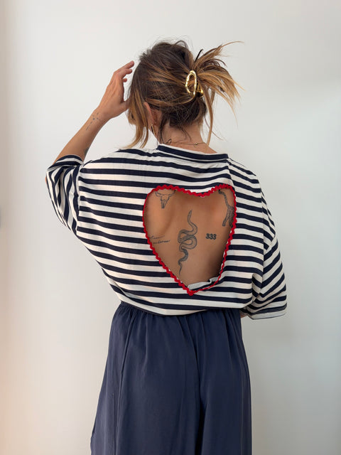 T-shirt coeur - bleu marine