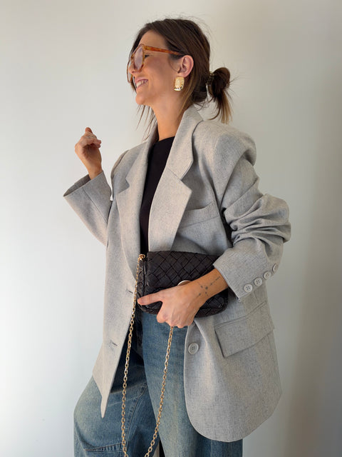 Blazer oversize - gris clair chiné