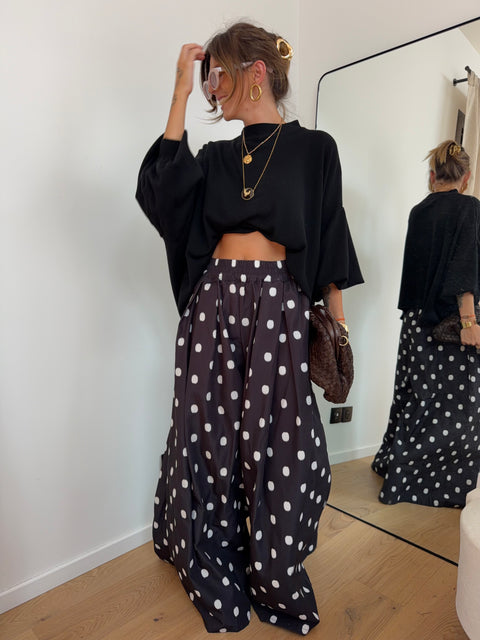 Pantalon à gros pois - noir