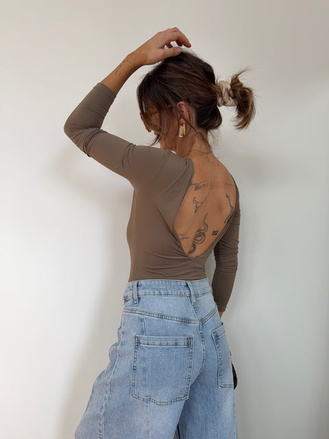 Body manches longues - taupe